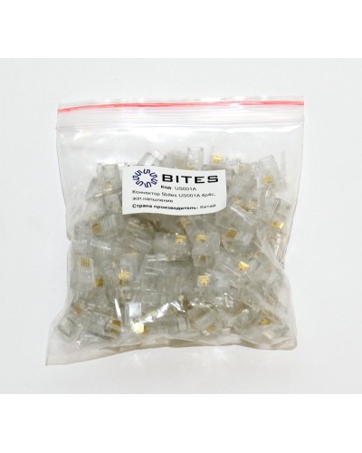 US010A (100шт). Телефонный разъем 4P4C (RJ-11). 5bites в Артеме