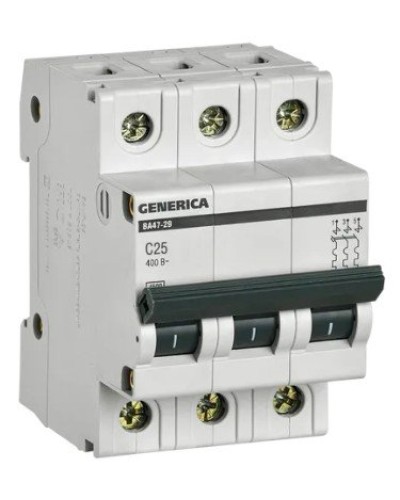 GENERICA ВА47-29 3P C 25А 4,5кА (MVA25-3-025-C). Автоматический выключатель. IEK в Артеме