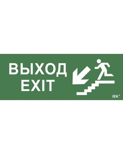 Самоклеящаяся этикетка Выход/лестница вниз/фигура (LPC10-1-24-09-VLVNF). Самоклеящаяся этикетка 240х90 мм. IEK в Артеме