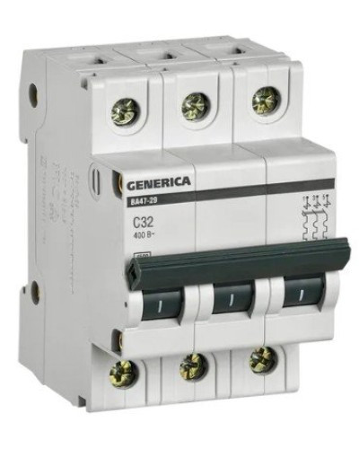 GENERICA ВА47-29 3P C 32А 4,5кА (MVA25-3-032-C). Автоматический выключатель. IEK в Артеме