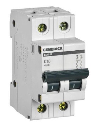 GENERICA ВА47-29 2P C 10А 4,5кА (MVA25-2-010-C). Автоматический выключатель. IEK в Артеме